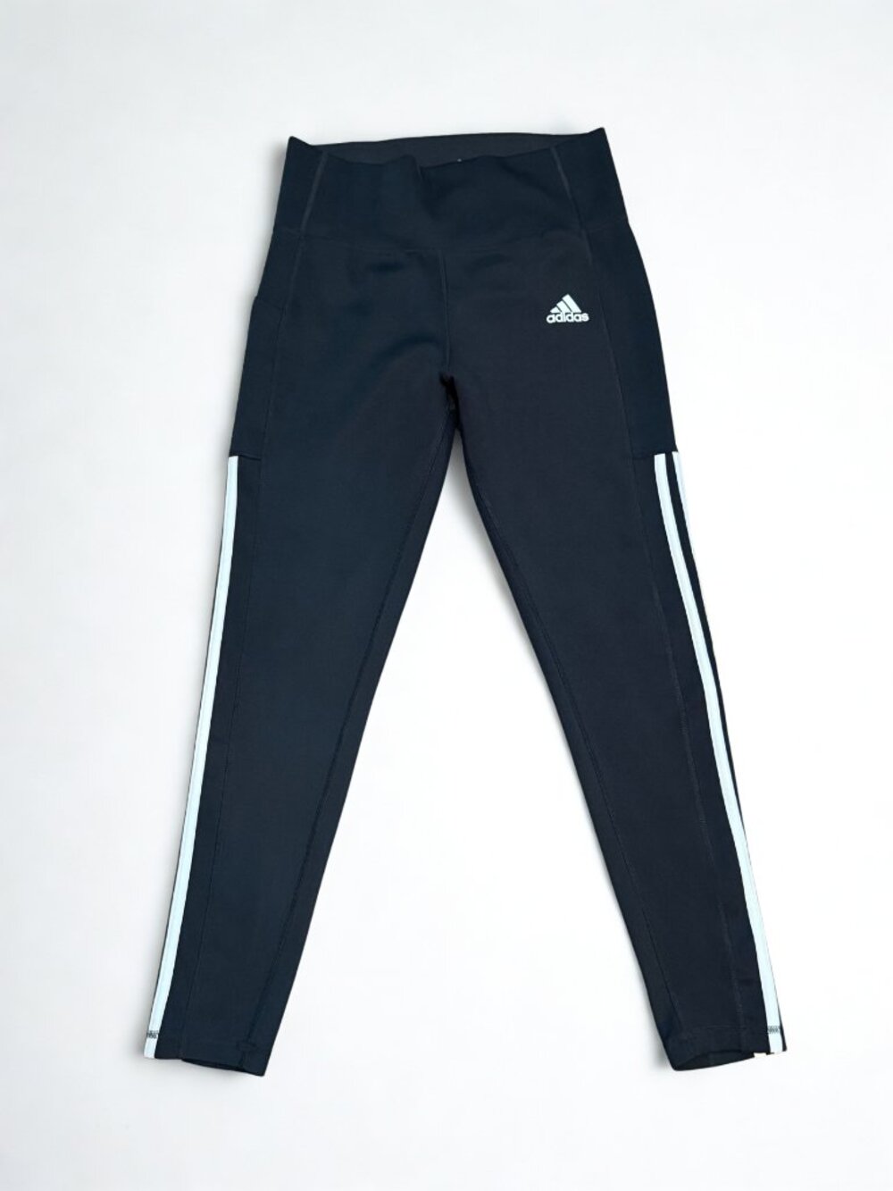 adidas AeroReady Black High Waisted 3-Stripe Pocket Leggings Size M Like New - Picture 2 of 8
